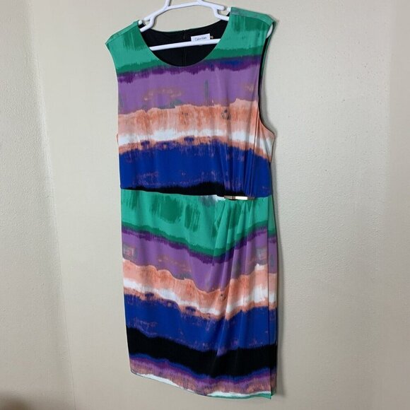 Calvin Klein Womens 2X Shift Dress Sleeveless Multicolor Office Career Corporate - Picture 4 of 16